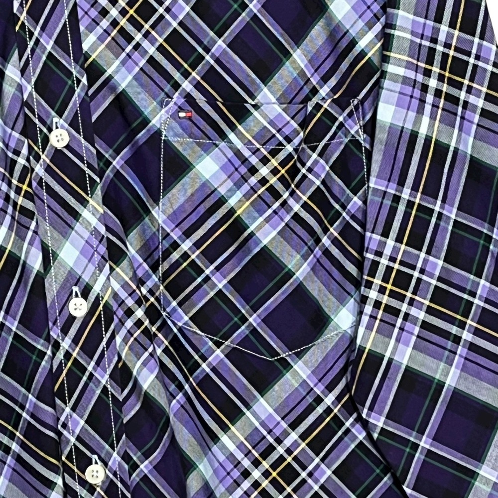 Tommy Hilfiger Mens XL Purple Plaid Button Down Long Sleeve Casual Shirt‎ - Picture 4 of 8